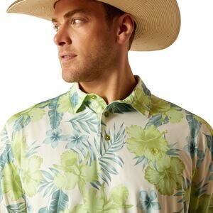 Ariat Men's Medium‎ 360 Airflow Polo in Herbal Garden Short Sleeve